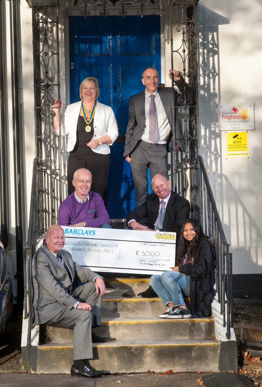 E G Carter & Co Ltd were delighted to present a £3000 cheque to
Gloucestershire Nighstop along with Gloucester Quays Rotary Club and
Davies and Partners Solicitors.